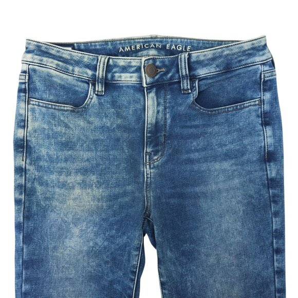 American Eagle Super Stretch Hi Rise Jegging Womens 8 Jeans Denim Distressed - Picture 9 of 15